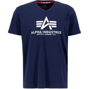 ALPHA INDUSTRIES - Basic T-shirt - Korte Mouwen - V-hals - Zwart - Katoen