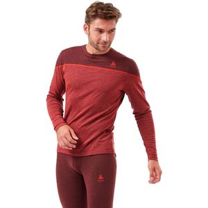 Ondershirt Odlo Men Top Crew Neck LS Performance Wool 150 Ketchup Melange Red Maple