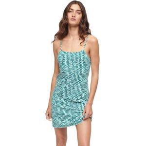 Superdry Printed Cami Jersey Long Sleeve Short Dress Groen XL Vrouw