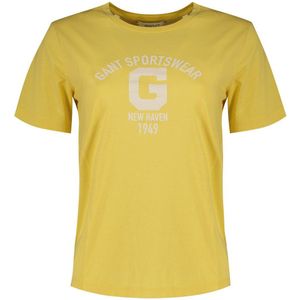 Gant Reg Logo Short Sleeve T-shirt Geel M Vrouw