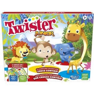 Twister Junior Spel - Avontuur met Dieren - Tapijt met 2 Kanten - 2 Games in 1 - Partyspel voor 2-4 spelers