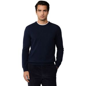Hackett - HM7000070 - Merino Cash Mix Crew - Marineblauw - Gebreide Trui