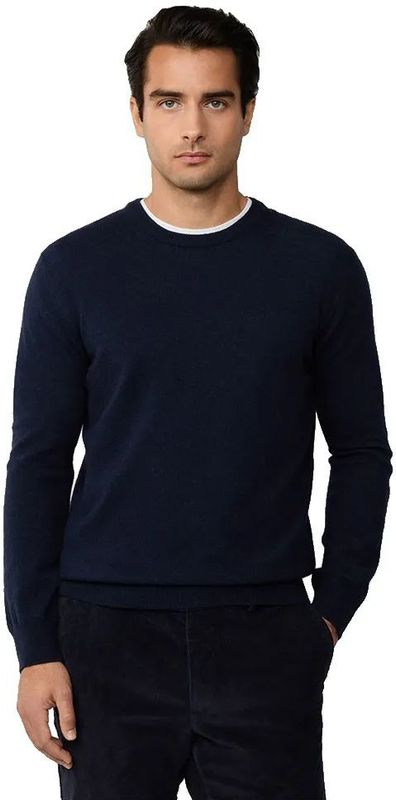 Hackett - HM7000070 - Merino Cash Mix Crew - Marineblauw - Gebreide Trui