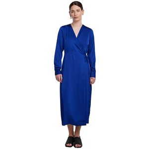 Yas Pella Long Sleeve Long Dress Blauw XL Vrouw