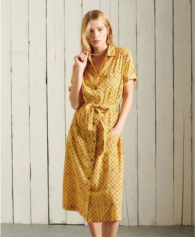 Superdry - Dameshemdjurk - Met Opdruk - Korte Mouwen - Vintage Print