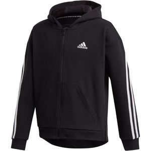 Adidas 3 Stripes Full Zip Sweatshirt Zwart 9-10 Years