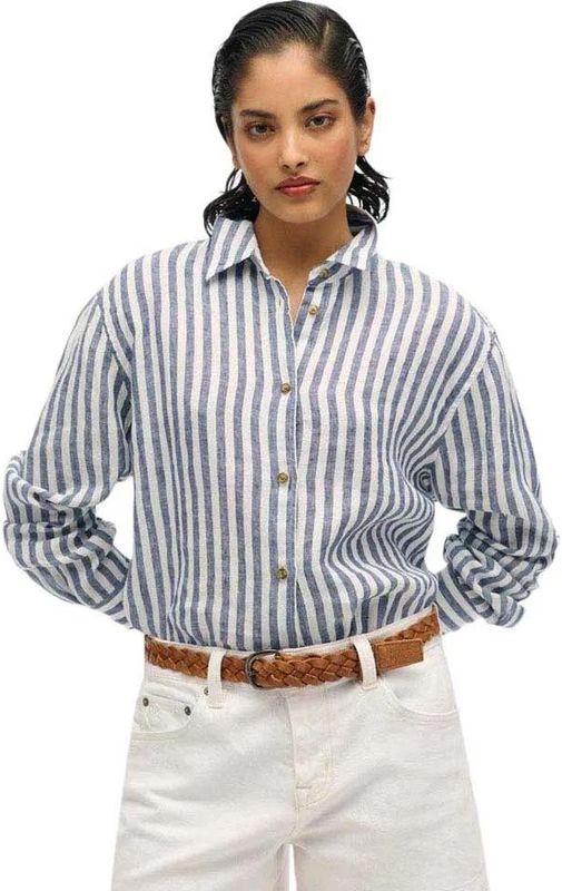 Superdry - Casual Linen Boyfriend - Overhemd - Losse Pasvorm - Lange Mouwen