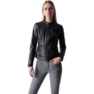 Salsa Jeans Basic Faux Leather Jacket Zwart M Vrouw