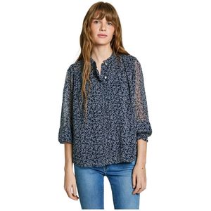Pepe Jeans - PL305007 - Blouse - Blauw - Casual - Polyester - Lange Mouwen