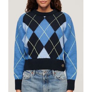 Superdry Jacquard Pattern Crew Sweater Blauw XL Vrouw