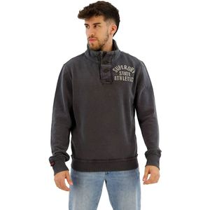 Superdry Vintage Athletic Henley Sweatshirt Met Halve Rits Zwart Man