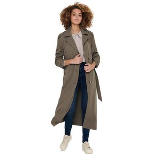 Only Line X Long Trench Coat Bruin M Vrouw