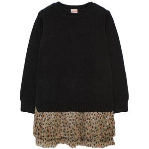 Boboli - Knitwear - Jurk - Zwart - Gebreid met Bloemen