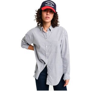 Gantvoor vrouwen. 4300347 Relaxed Fit Luxe Oxford Blauw Gestreept Overhemd (36), Casual, Katoen, Lange mouwen