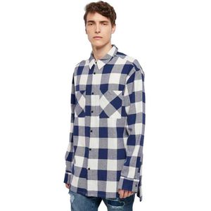 Urban Classics Long Oversized Checked Long Sleeve Shirt Blauw XL Man