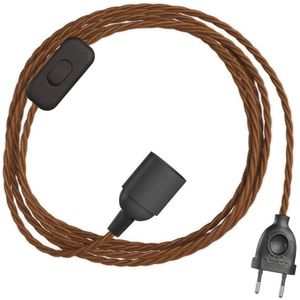 Creative Cables Snakebis Twisted E14 Kabelset Met Lamphouder. Stofgeklede Kabel En Stekker Met 2 Pinnen 1.8 M