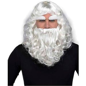 Viving Costumes Santa Claus With Beard And Eyebrows 202g Wig Zwart