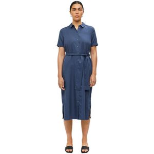 Object Tilda Isabella Short Sleeve Dress Blauw 42 Vrouw