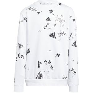 Adidas Brand Love Allover Print Crew Sweatshirt Wit 11-12 Years