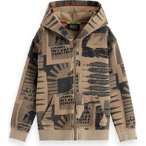 Scotch & Soda Relaxed Fit All Over Printed Sweatshirt Met Rits