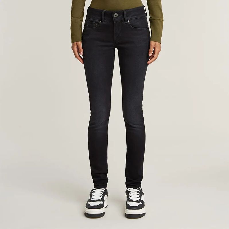G-Starvoor vrouwen. 60883-C910-A799 Jeans Midge Cody Mid Skinny donkergrijs (25/30), Casual, Katoen, Denim