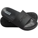 Superdry Code Logo Vegan Pool Slippers - Zwart - Polyurethaan - Voorgevormd Voetbed