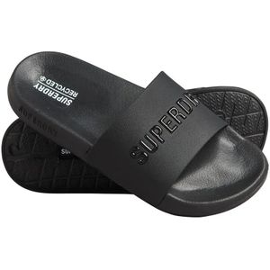 Superdry Code Logo Vegan Pool Slippers - Zwart - Polyurethaan - Voorgevormd Voetbed