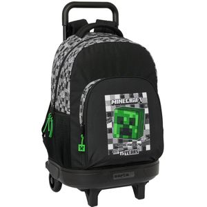 Safta Compact With Trolley Wheels Minecraft Backpack Zwart