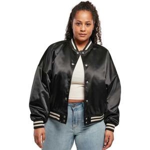 Urban Classics Oversized Satin College Jacket Zwart XL Vrouw