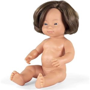 Blank babymeisje met het syndroom van Down (38 cm) naakt