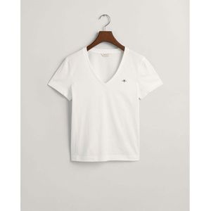 Gant Reg Shield Short Sleeve V Neck T-shirt Wit S Vrouw