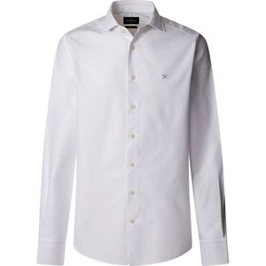 Hackett Londonvoor mannen. HM3010254 Overhemd slim fit structuur blauw (L), Casual, Katoen, Lange mouwen