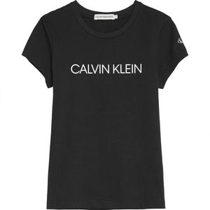 Calvin Klein Jeans Institutional Slim Short Sleeve T-shirt Zwart 14 Years Meisje