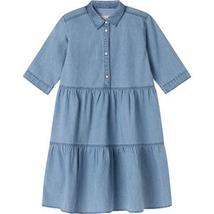 Pepe Jeansvoor meisjes. PG951687 Amina jurk blauw (10años= 140cm), Casual, Katoen, Korte mouwen, kinderkleding