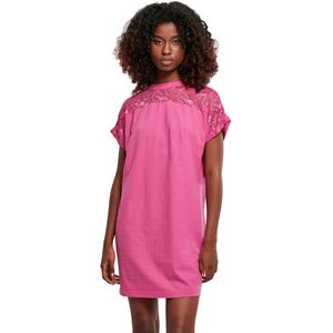 Urban Classics Lace Short Sleeve Short Dress Roze M Vrouw
