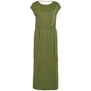 Vila Luxi Glitter Short Sleeve Long Dress Groen XS Vrouw