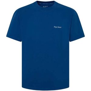 Pepe Jeansvoor mannen. PM509429 Aleph T-shirt blauw (L), Casual, Korte mouwen, Biologisch katoen, Duurzaam