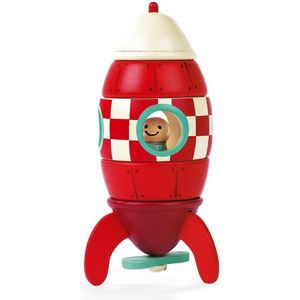 Janod Small Magnetic Rocket Figure Rood,Wit 24 Months-6 Years