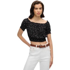 Superdry Smocked Crop Blouse Met Korte Mouwen