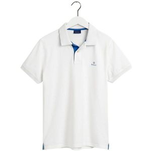 Gant Piqué Contrasting Collar Rugger Short Sleeve Polo Wit S Man