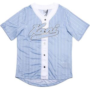 Karl Kani Varsity Logo Pinstripe Baseball Overhemd Met Korte Mouwen