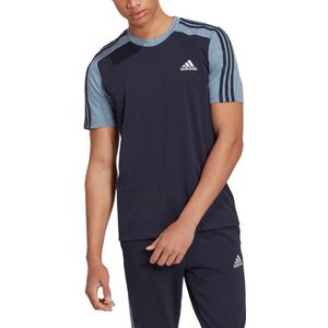 Adidas Essentials Mélange Short Sleeve T-shirt Blauw S / Regular Man
