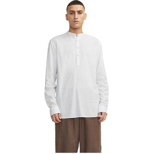 Jack & Jones Summer Half Placket Linen Overhemd Met Lange Mouwen