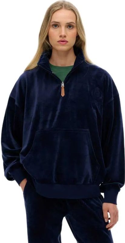 Superdry Country Club Velour Sweatshirt Met Halve Rits