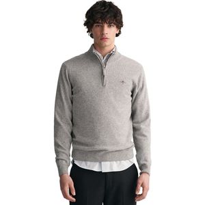 Gant Superfine Lambswool Half Zip Sweater Grijs M Man