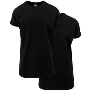 Urban Classics Long Shaped Turnup Short Sleeve T-shirt 2 Units Zwart XL Man