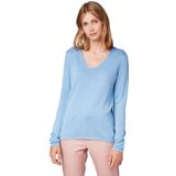 Tom Tailor V-neckline With Front Logo Coin Sweater Blauw 3XL Vrouw