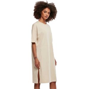 Urban Classics Organic Oversized Slit Short Sleeve Short Dress Beige 3XL Vrouw