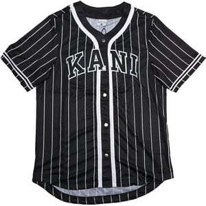 Karl Kani Varsity Striped Baseball Short Sleeve V Neck T-shirt Zwart XL Man