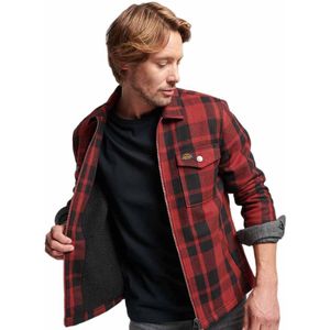 Superdry Vintage Wool Zip Through Long Sleeve Shirt Rood S Man